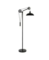 Hudson & Canal Neo 72" Metal Shade Spoke Wheel Pulley System Floor Lamp