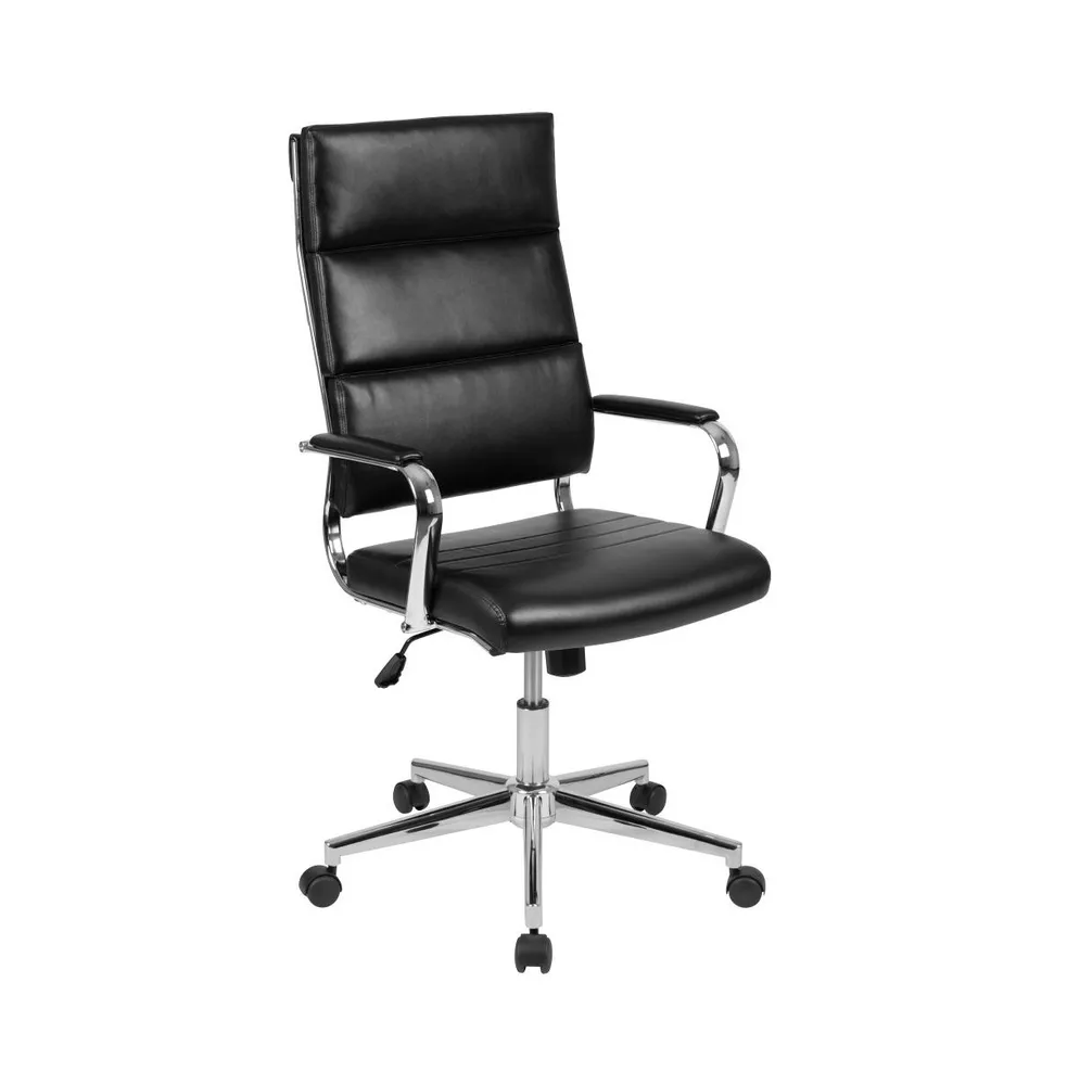 Merrick Lane Austen High Panel-Back Ergonomic Office Chair With Padded Metal Arms Executive Swivel Computer Desk