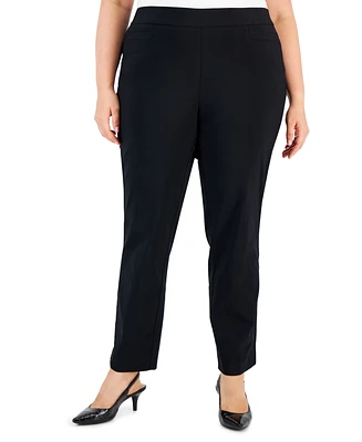 Jm Collection Plus High Rise Pull-On Straight Leg Pants, Exclusively at Macy's