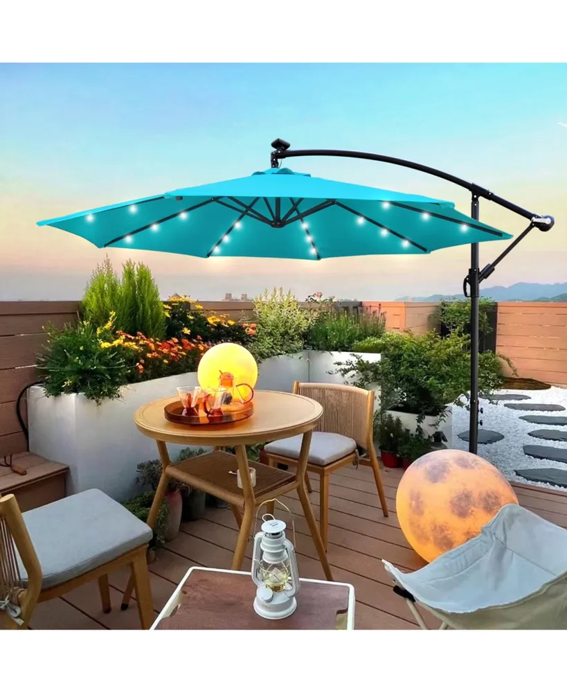 Streamdale Furniture 10 Ft Outdoor Patio Umbrella Solar Powered Led Lighted Sun Shade Market Waterproof 8 Ribs