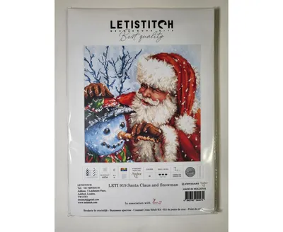 LetiStitch Counted Cross Stitch Kit Santa Claus and Snowman Leti919 - Assorted Pre