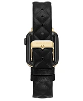 Anne Klein Women's Black Quilted Genuine Leather Band designed for Apple Watch 42mm (Series 1-3 only) & 44/45/46/49mm (Ultra & Ultra 2) - Black, Gold