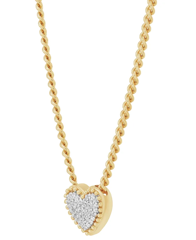 Diamond Pave Heart 18" Pendant Necklace (1/10 ct. t.w.) in 14k Gold-Plated Sterling Silver - Gold