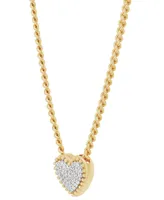 Diamond Pave Heart 18" Pendant Necklace (1/10 ct. t.w.) in 14k Gold-Plated Sterling Silver - Gold