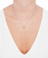 Diamond Cross Pendant Necklace (1/10 ct. t.w.) in Sterling Silver, 16" + 2" extender