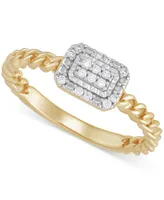 Diamond Cluster Rope Style Ring (1/10 ct. t.w.) in 14k Gold-Plated Sterling Silver - Gold