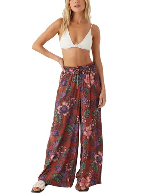 O'Neill Juniors' Ninette Solana Crinkle Floral-Print Wide-Leg Pants