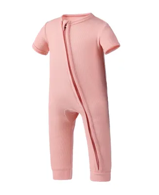 Earth Baby Outfitters Baby Girls Rayon from Bamboo Ribbed Zip Front Romper
