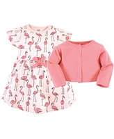 Touched by Nature Baby Girls Organic Cotton Dress and Cardigan