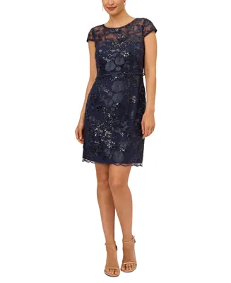 Adrianna Papell Women's Sequined Embroidered Dress