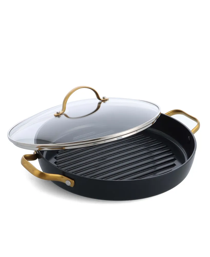 Reserve Ceramic Nonstick 12 Frypan with Helper Handle and Lid | Julep with  Gold-Tone Handles