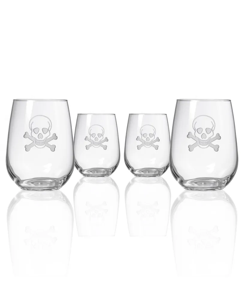 Rolf Glass Skull and Crossbones Stemless Wine Tumbler 17oz