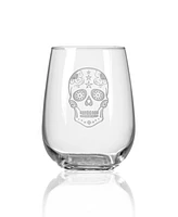 Rolf Glass Sugar Skull Stemless Wine Tumbler 17oz