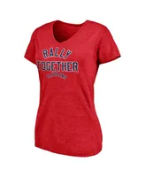 Women's Fanatics Red "Cleveland Guardians Hometown Rally Together Tri-Blend V-Neck T-shirt