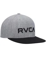 Big Boys and Girls Rvca Heathered Gray, Black Logo Twill Snapback Hat