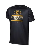 Big Boys Under Armour Black Grambling Tigers Primary Logo Tech Raglan Performance T-Shirt