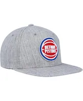 Men's Mitchell & Ness Heather Gray Detroit Pistons Hardwood Classics 2.0 Snapback Hat