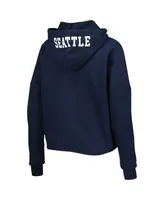 Women's New Era College Navy Seattle Seahawks Foil Sleeve Pullover Hoodie