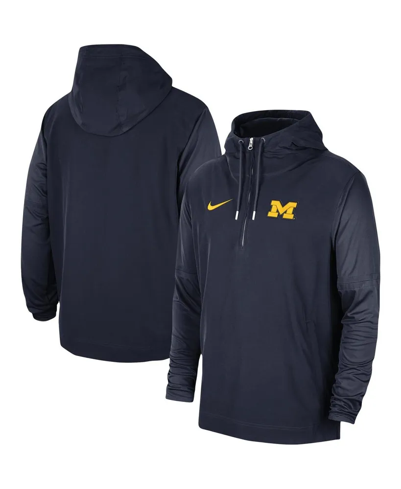 Men's Nike Navy Michigan Wolverines 2023 Coach Half-Zip Hooded Jacket