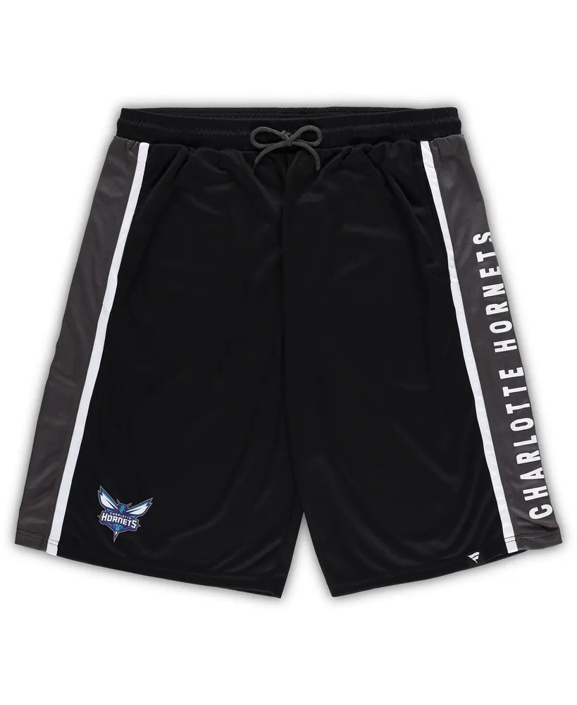 Men's Fanatics Black Charlotte Hornets Big and Tall Referee Iconic Mesh Shorts