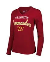 Women's G-iii 4Her by Carl Banks Burgundy Washington Commanders Post Season Long Sleeve V-Neck T-shirt