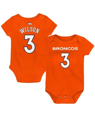 Newborn and Infant Boys Girls Russell Wilson Orange Denver Broncos Mainliner Player Name Number Bodysuit