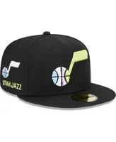 Men's New Era Black Utah Jazz Color Pack 59FIFTY Fitted Hat