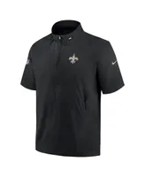 Men's Nike Black New Orleans Saints Sideline Coach Short Sleeve Hoodie Quarter-Zip Jacket