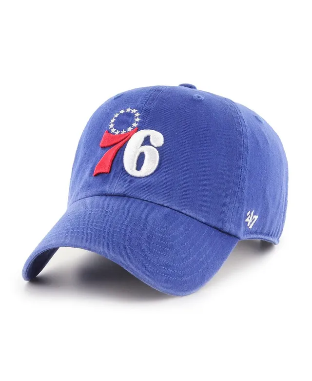 47 Brand Men's '47 Brand Royal Philadelphia 76ers Core Wordmark Clean Up  Adjustable Hat