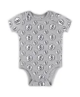 Newborn and Infant Boys Girls Gray Brooklyn Nets Two-Pack Double Up Bodysuit Set