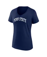 Women's Fanatics Navy Penn State Nittany Lions Basic Arch V-Neck T-shirt