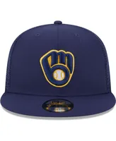 Men's New Era Navy Milwaukee Brewers Team Color Trucker 9FIFTY Snapback Hat