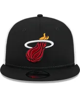 Men's New Era Black Miami Heat Pop Panels 9FIFTY Snapback Hat