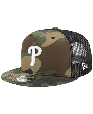 Men's New Era Camo Philadelphia Phillies Woodland Camo Trucker 9FIFTY Snapback Hat