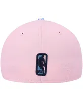 Men's New Era Pink, Light Blue Brooklyn Nets Paisley Visor 59FIFTY Fitted Hat