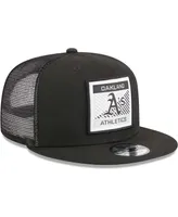 Men's New Era Black Oakland Athletics Scratch Squared Trucker 9FIFTY Snapback Hat