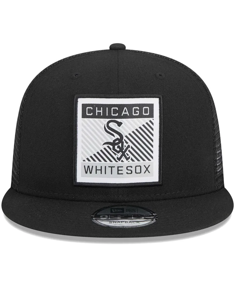 Men's New Era Black Chicago White Sox Scratch Squared Trucker 9FIFTY Snapback Hat