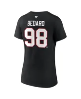 Women's Fanatics Connor Bedard Chicago Blackhawks 2023 Nhl Draft Authentic Stack Player Name and Number V-Neck T-shirt