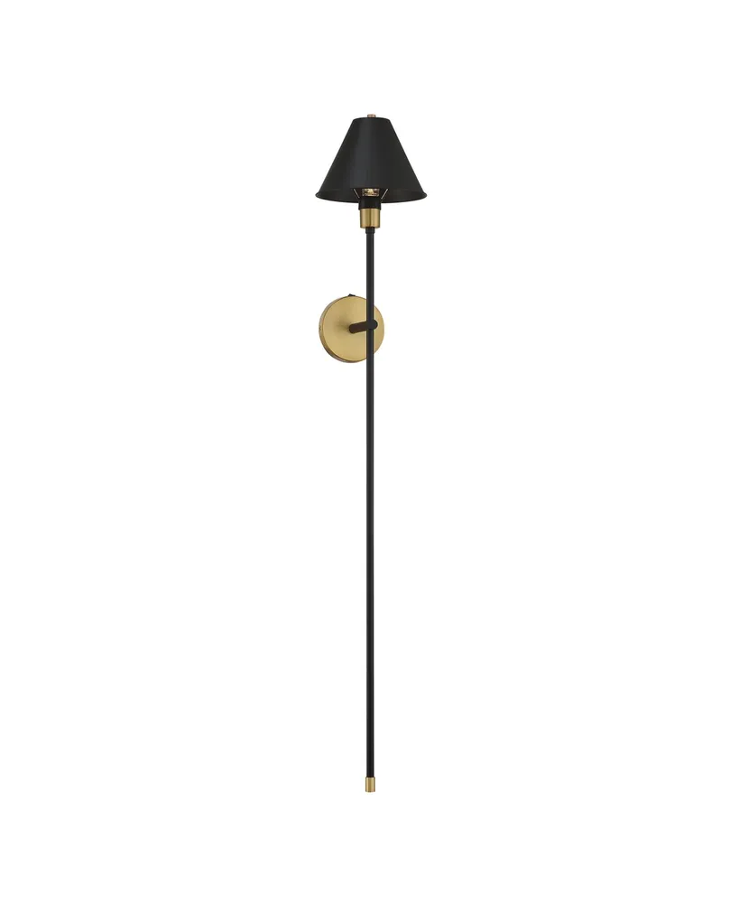 Trade Winds Lighting Trade Winds Heather 1-Light Wall Sconce in Black with Natural Brass Accents