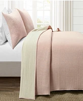 Lush Decor Solid Kantha Pick Stitch Yarn Dyed Cotton Woven 3-Piece Quilt Set