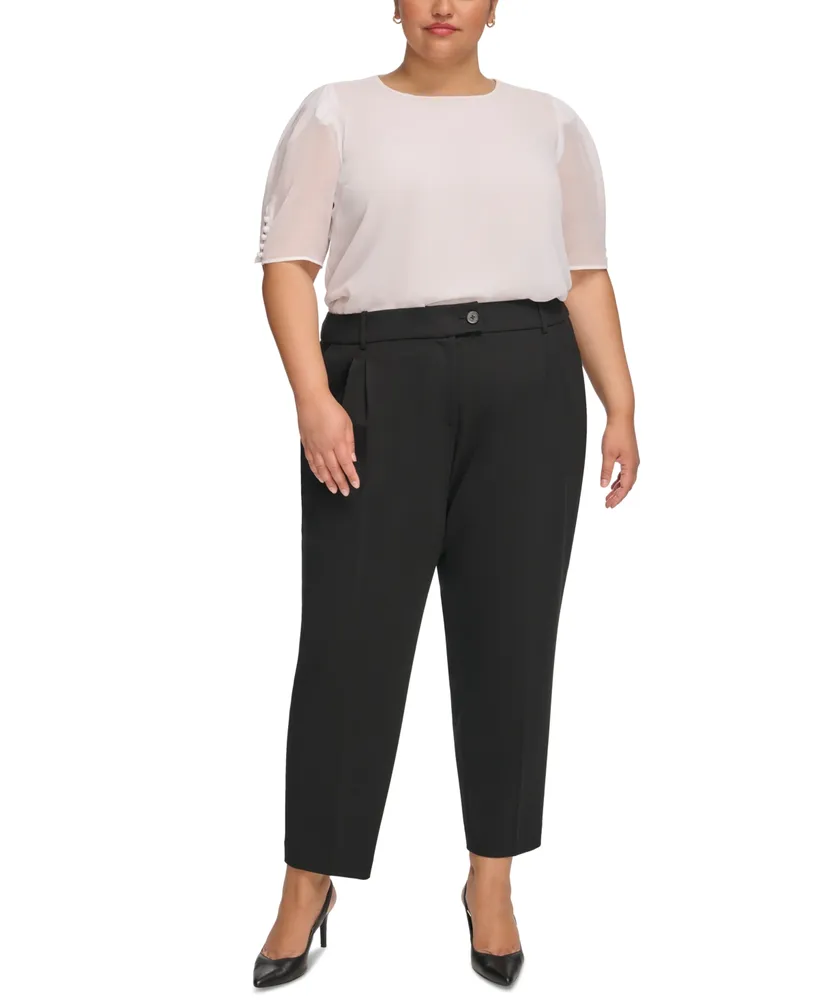 Calvin Klein Plus Pleat-Front Cropped Ankle Pants