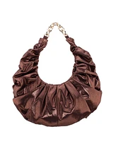 Nina Ruched Metallic Hobo