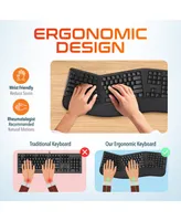 Delton Ergonomic Wireless Computer Keyboard - Full Size Design with Wrist Rest