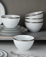 Noritake Charlotta Platinum 4 Piece 6" Cereal Bowls Set, 29 oz, Service for 4