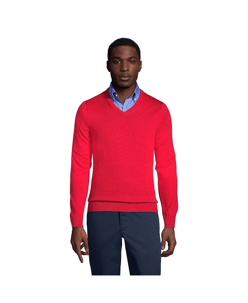Lands' End Men's Cotton Modal Fine Gauge V-neck Sweater