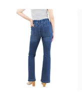 Indigo Poppy Women's Tummy Control Bootcut Jeans with Classic Pockets and back design