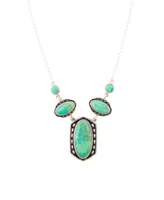 Barse Shield Genuine Turquoise Oval Necklace