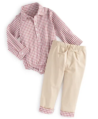 First Impressions Baby Boys Cotton Collared Bodysuit and Pants, 2 Piece Set, Created for Macy's
