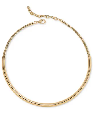 On 34th Gold-Tone Smooth & Snake Collar Necklace, 11" + 2" extender, Created for Macy's