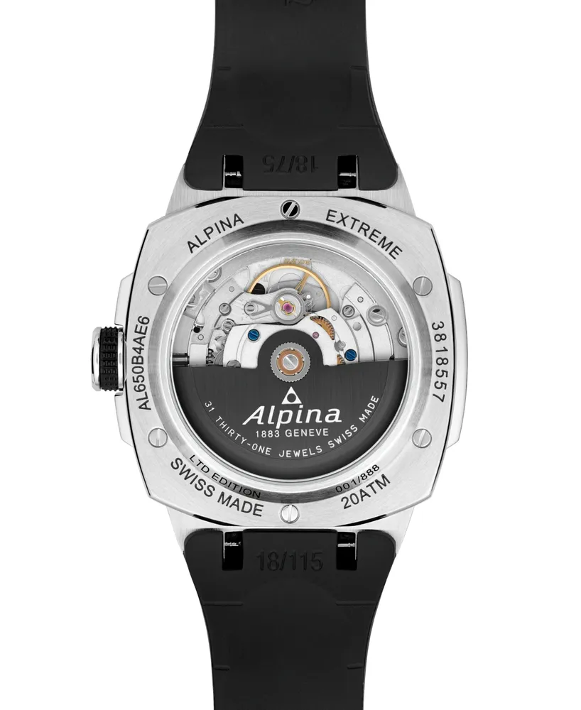 Alpina Men's Swiss Automatic Alpiner Extreme Regulator Black Rubber Strap Watch 41mm